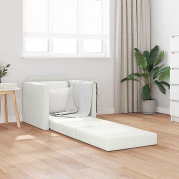 vidaXL Slaapbank Wit 74 x 77 x 81 cm Kunstleer, Verzenden, Nieuw, Leer, Minder dan 150 cm