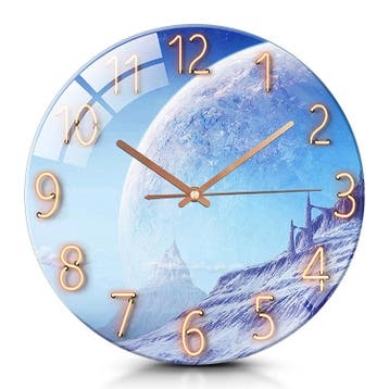 IvoQ Wandklok Uniek Blauw Maan Design Ø 30 cm, Verzenden, Nieuw