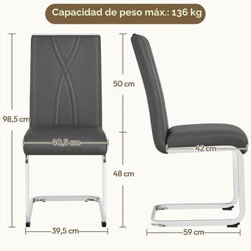 2dekans | Yaheetech Eetkamerstoelen Set van 2 - Donkergrijs, Huis en Inrichting, Ophalen of Verzenden, Zo goed als nieuw