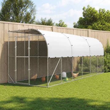 vidaXL Kippenhok Tegen de Muur zilver 600 x 150 x 215 cm, Dieren en Toebehoren, Verzenden, Nieuw