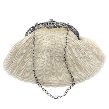 Antiek beugeltasje met zilveren handvat en glaskralen, Sieraden, Tassen en Uiterlijk, Tassen | Damestassen, Ophalen of Verzenden