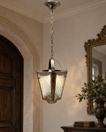 Mid-Century hallamp – structuurglas / ice glass –