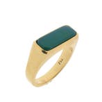 Gouden ring met jade, Sieraden, Tassen en Uiterlijk, Ringen, Gebruikt, Overige kleuren, Ophalen of Verzenden, 17 tot 18