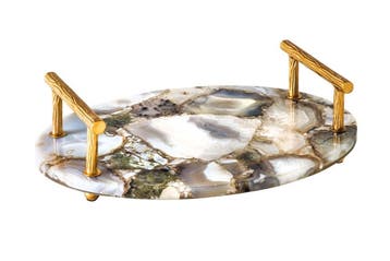 Decoratief dienblad NOBLE 40cm edelsteen handgemaakte, Huis en Inrichting, Woonaccessoires | Overige, Ophalen of Verzenden, Nieuw