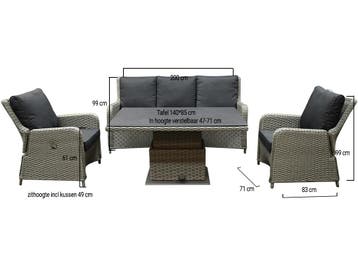 Bilbao stoel bank dining loungeset 4 delig grijs, Ophalen of Verzenden, Nieuw, Wicker