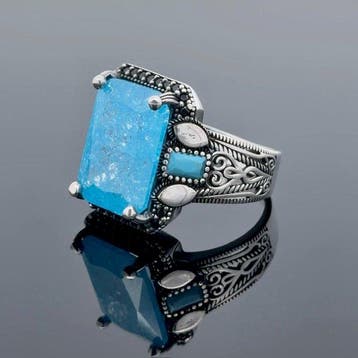 Zilver - Ring - aquamarijn
