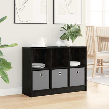 vidaXL Dressoir Zwart Eiken 88,5 x 27,5 x 63,5 cm, Verzenden, Nieuw, 50 tot 100 cm, 25 tot 50 cm