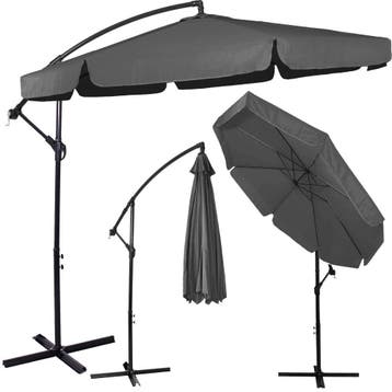 Zweef Parasol | Kantelbaar | Waterafstotend | Grafiet | Ø, Ophalen of Verzenden, Nieuw