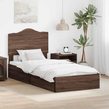vidaXL Opslag bed met lade Bruin Eiken 70 x 190 cm Bewerkt, Huis en Inrichting, Slaapkamer | Bedden, Verzenden, Nieuw, Bruin, Hout