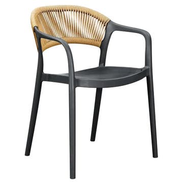 Stoel | PVC Rotan/Kunststof | Zwart/Cognac | In-/Outdoor |, Verzenden, Nieuw in verpakking