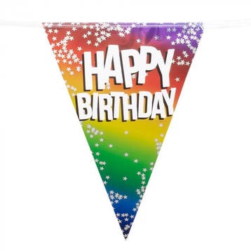 Happy Birthday Vlaggenlijn Sterretjes Rainbow (6m), Hobby en Vrije tijd, Feestartikelen, Ophalen of Verzenden, Nieuw