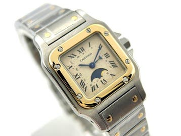 Cartier - Santos Galbée Moonphase - 119902 - Serviced by, Nieuw