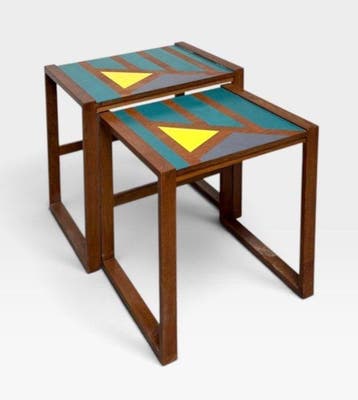 Set bijzettafels - Hout - Vintage-nesttafels met slanke
