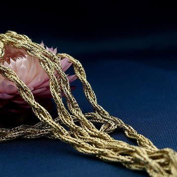 Gouden lange gevlochten vossenstaart schakelketting | 87...., Ophalen of Verzenden, Gebruikt, Goud, Goud