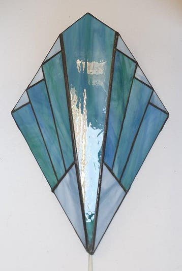 Wandlamp - Glas-in-lood - Vintage glas in lood wandlamp in