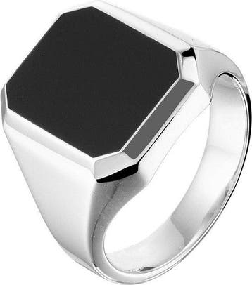 The Jewelry Collection - Zegelring Onyx - Zilver - Maat, Verzenden, Nieuw