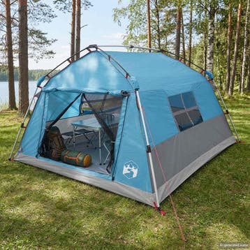 vidaXL Instant Tent Water-resistant 4-persoons Blauw, Verzenden, Nieuw, Tot en met 2