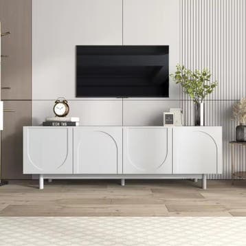 TV-meubel 175 cm – Wit lowboard met deuren en planken, Verzenden, Nieuw