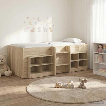 vidaXL Loft Bed Frame met Kast 3 st Sonoma Eiken Bewerkt, Verzenden, Nieuw, Bruin, Hout