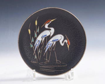 Ruscha - Schaal - Kraanvogels in lisdodden, sgraffito • goed