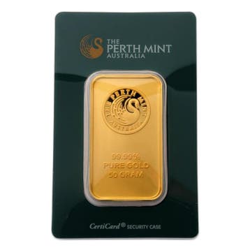 50 gram goudbaar – The Perth Mint met certificaat, Verzenden, Goud