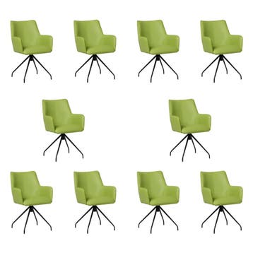 Set van 10 Leren draaibare eetkamerstoelen Wave - Toledo, Huis en Inrichting, Stoelen, Ophalen of Verzenden, Nieuw, Leer, Vijf, Zes of meer stoelen