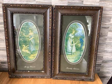 Themacollectie - Een paar ovale chromolithografische