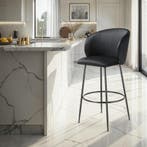 Barkruk Luana, met rugleuning, fluweellook - zwart/zwart, Se, Huis en Inrichting, Barkrukken, Verzenden, Nieuw