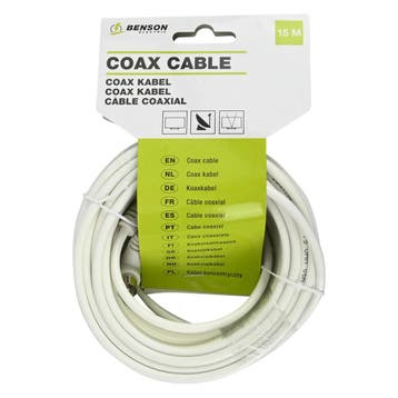 Benson Coax kabel - Haakse stekkers - 15 meter - Wit - Fl..., Ophalen of Verzenden, Nieuw