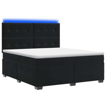 vidaXL Boxspringbed met matras Zwart 140 x 190 cm Fluweel, Verzenden, Nieuw, Zwart, Stof