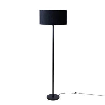 Vloerlamp zwart met ovale velours kap zwart 50cm - Simplo, Huis en Inrichting, Verzenden, Nieuw, Modern