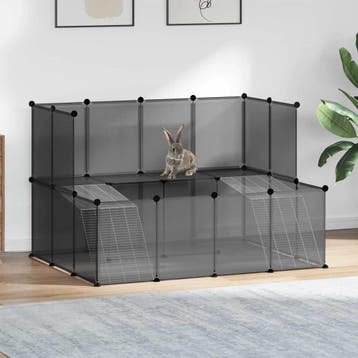 vidaXL Dierenhok klein 143x107x93 polypropeen en staal zwart, Verzenden, Nieuw