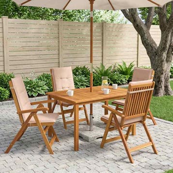 vidaXL 5-delige tuin eetset Naturel Massief Acaciahout, Verzenden, Nieuw