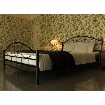 vidaXL Bed met matras metaal zwart 180x200 cm, Eenpersoons, Verzenden, Zwart, Nieuw