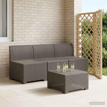 vidaXL 3-zits Tuinbank in Rattan Look PP Lichtgrijs, Verzenden, Nieuw