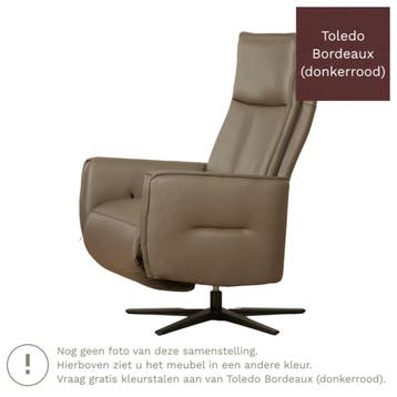 Leren handmatige relaxfauteuil Honor - Toledo Bordeaux, Huis en Inrichting, Nieuw, Ophalen of Verzenden, Modern, 50 tot 75 cm