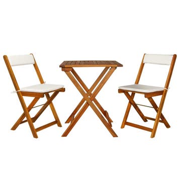 vidaXL 3-delige Bistroset inklapbaar met kussens massief, Tuin en Terras, Tuinsets en Loungesets, Verzenden, Nieuw, Hout
