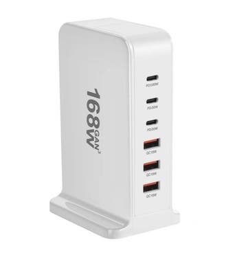 DrPhone GaNForce - 168W - 6 Poort Laadstation – Desktop Opla, Telecommunicatie, Mobiele telefoons | Telefoon-opladers, Verzenden