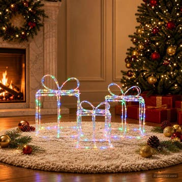 vidaXL Verlichte kerstcadeaudozen LOVIISA 3 st 360 LEDs, Verzenden, Nieuw