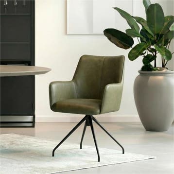 Set van 4 Leren draaibare eetkamerstoelen Wave - Granada, Huis en Inrichting, Stoelen, Ophalen of Verzenden, Nieuw, Leer, Vijf, Zes of meer stoelen
