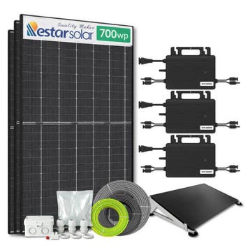 Zonnepanelen Pakket Platdak 2.1 kW 3x 700Wp Micro-omv., Doe-het-zelf en Verbouw, Zonnepanelen en Toebehoren, Ophalen of Verzenden