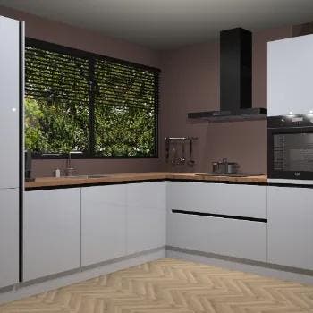 Witte hoogglans greeploze keuken Vogar 52687, Verzenden, Nieuw
