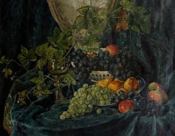 Europese school (XX) - Groot Klassiek Stilleven met Druiven,, Antiek en Kunst