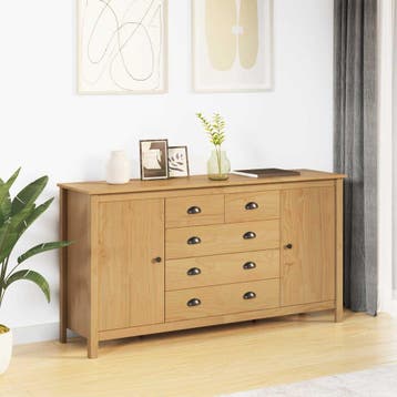 vidaXL Dressoir HILL Honingbruin 154 x 40 x 80 cm Massief, Verzenden, Nieuw
