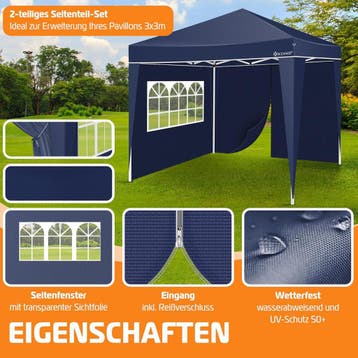 KESSER® Zijwand voor paviljoen - 3x3m - Blauw, Tuin en Terras, Partytenten, Verzenden, Zo goed als nieuw