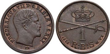 Cu-reichsbankschilling 1853 Vs Denmark Frederik Vii 1848-..., Postzegels en Munten, Verzenden