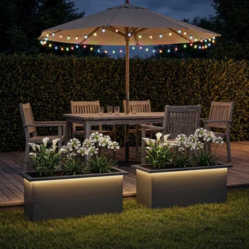 vidaXL Plantenbak met led 2 st Antraciet 30 x 60 x 30 cm, Verzenden, Nieuw, Metaal, 60 tot 100 cm