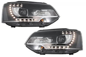 Koplampen VW T5 bus 09-15 LED Dagrijverlichting Zwart, Ophalen of Verzenden, Nieuw