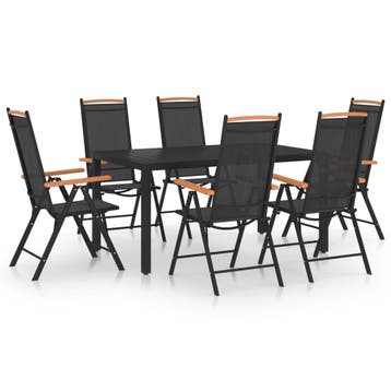 vidaXL 7-delige Tuinset aluminium zwart, Tuin en Terras, Verzenden, Nieuw, Aluminium, Tuinset
