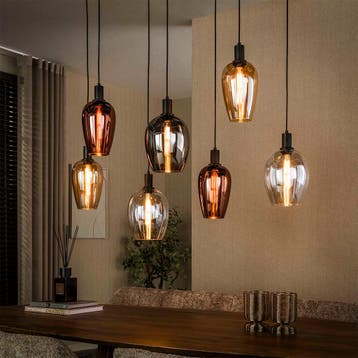 *WOONWINKEL* Hanglamp Met Gekleurde Glazen Kappen, Verzenden, Nieuw